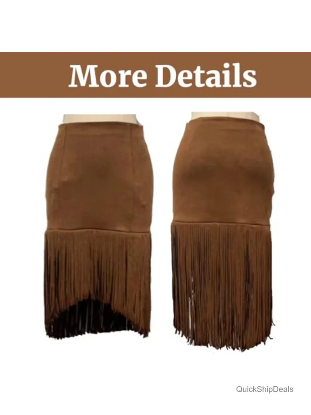 Fringe Faux Suede Skirt High Waist A-Line Midi Asymmetrical
